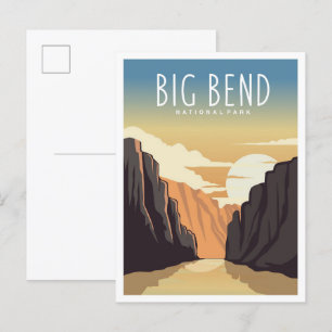 Postal Parque nacional Big Bend Ilustracion de viajes Tex