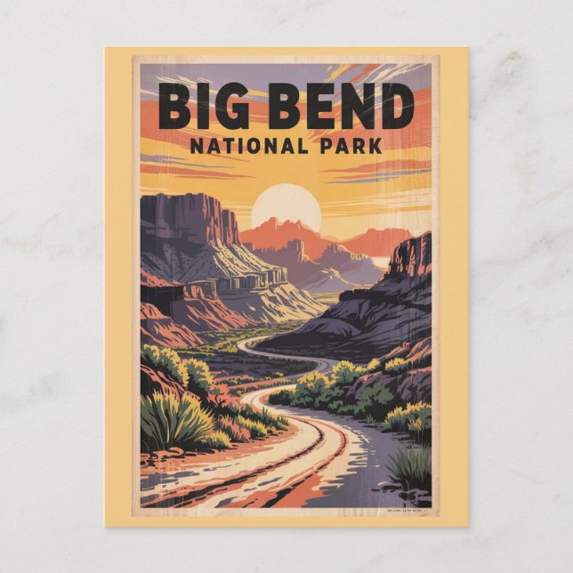 Postal Parque Nacional Big Bend Texas Viaje Antiguo (Anverso)