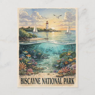 Postal Parque Nacional Biscayne Arrecife de Coral Vintage