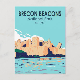 Postal Parque nacional Brecon Beacons Castillo de Caerphi