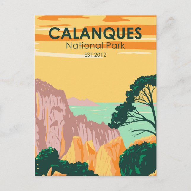 Postal Parque Nacional Calanques Francia Vintage (Anverso)
