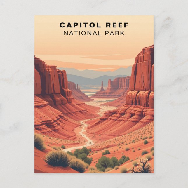 Postal Parque nacional Capitol Reef Retro USA (Anverso)