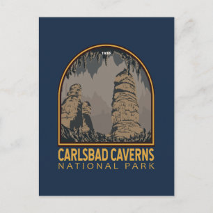 Postal Parque Nacional Carlsbad Caverns Emblema Vintage