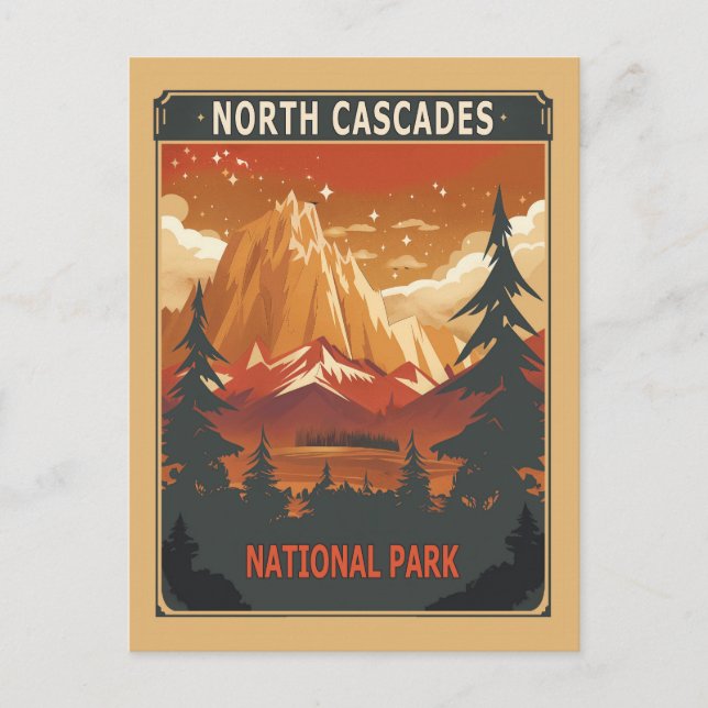 Postal Parque nacional Cascades del Norte Retro (Anverso)