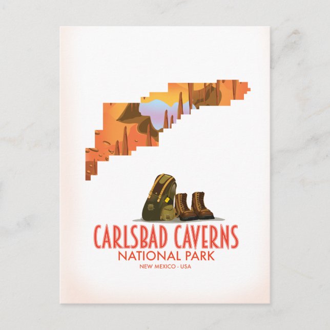 Postal parque nacional cavernas de carlsbad mapa de nuevo (Anverso)