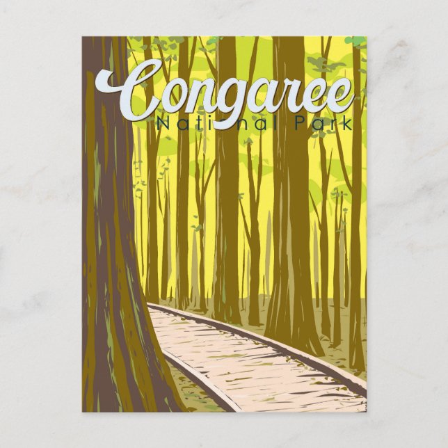Postal Parque nacional Congaree Ilustracion Viaje Viaje V (Anverso)