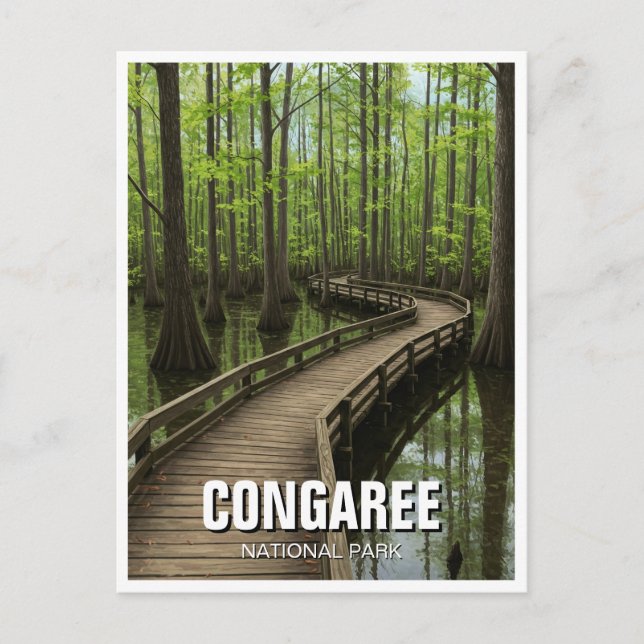 Postal Parque nacional Congaree Viajes de Carolina del Su (Anverso)