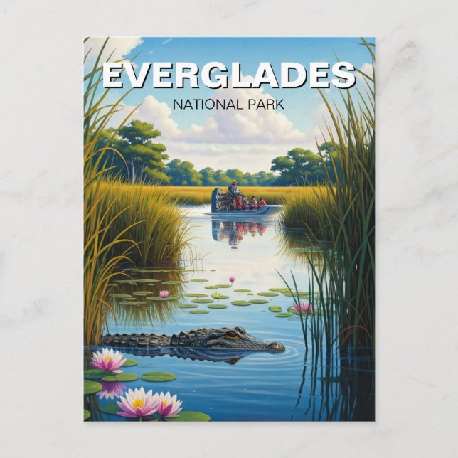 Postal Parque nacional de Alligator y Airboat Everglades (Anverso)