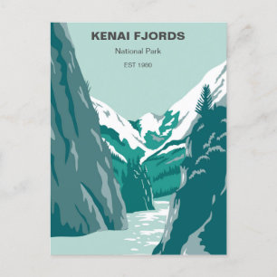 Postal Parque nacional de fiordos kenianos de época Retro