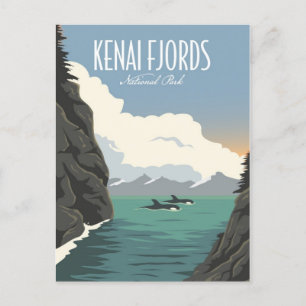 Postal Parque nacional de fiordos kenianos de época Retro