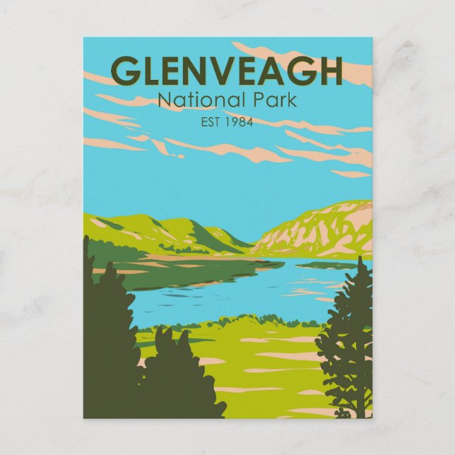 Postal Parque nacional de Glenveagh Irlanda Viaje de Loug (Anverso)