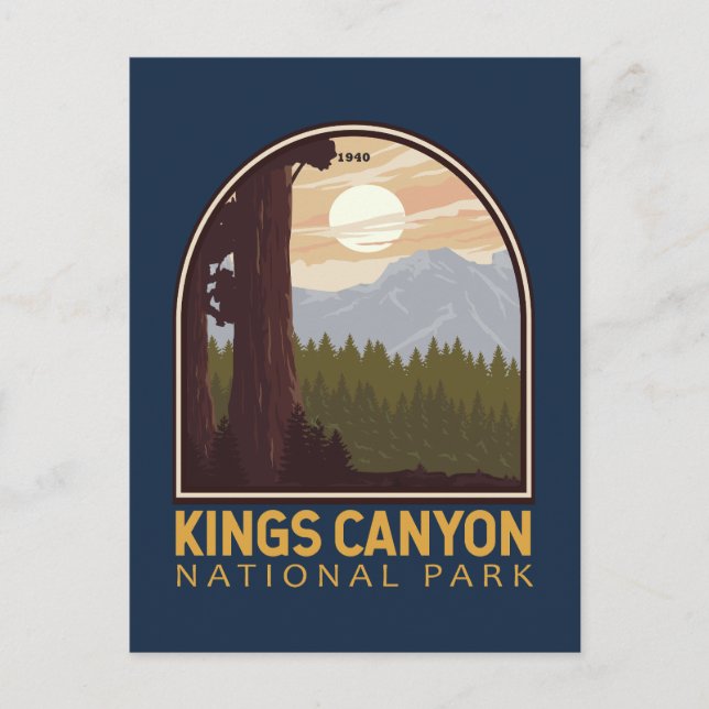 Postal Parque nacional de Kings Canyon Emblem Vintage (Anverso)