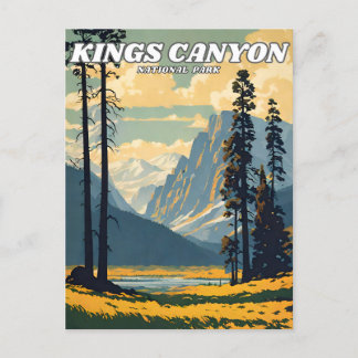 Postal Parque nacional de Kings Canyon ilustracion retro 