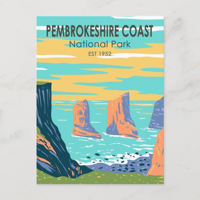 Postal Parque nacional de la costa de Pembrokeshire Vinta (Anverso)