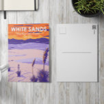 Postal Parque nacional de las Arenas Blancas Nuevo México<br><div class="desc">Diseño de arte vectorial de White Sands. El parque se encuentra en el estado de Nuevo México y está completamente rodeado por la Cordillera de Misiles de las Arenas Blancas.</div>