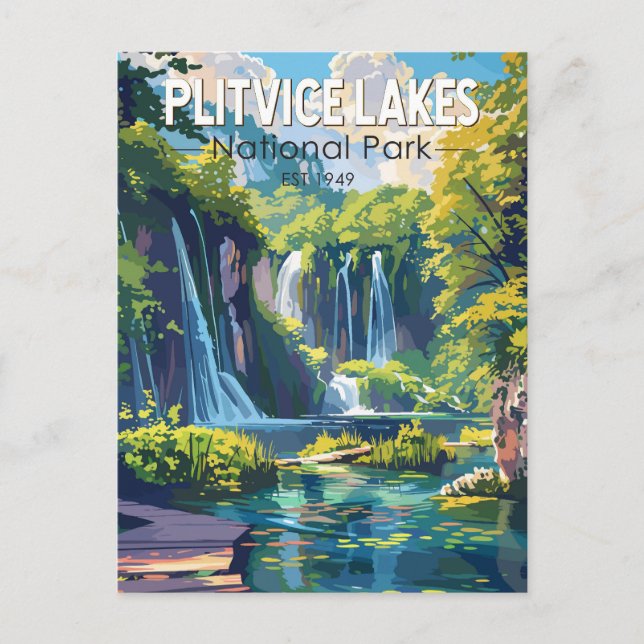 Postal Parque nacional de los lagos Plitvice: Arte de via (Anverso)