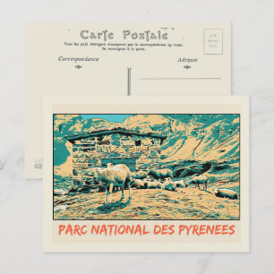 Postal Parque nacional de los Pirineos Francia, ovejas