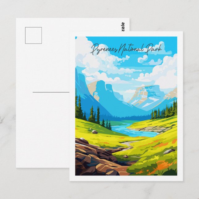 Postal Parque nacional de los Pirineos ilustracion de via (Anverso / Reverso)