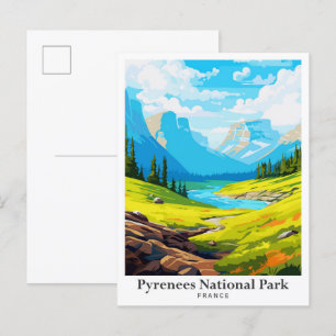 Postal Parque nacional de los Pirineos Ilustracion de Via