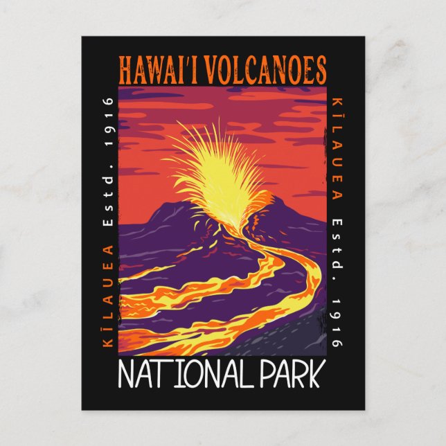 Postal Parque nacional de los Volcanes de Hawái con probl (Anverso)