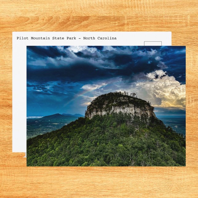 Postal Parque nacional de montaña Piloto | después de la  (Send a postcard of Pilot Mountain after a storm.)