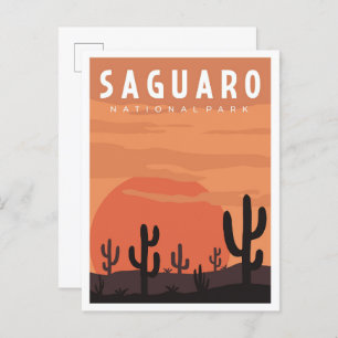 Postal Parque nacional de Saguaro Ilustracion de Viajes V