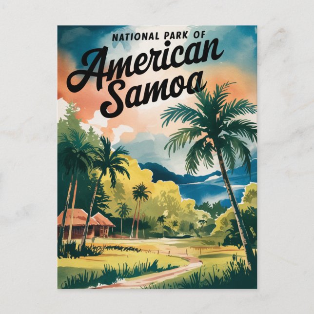 Postal Parque Nacional de Samoa Americana - Arte acuarela (Anverso)