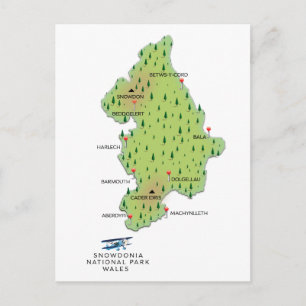 Postal parque nacional de Snowdonia, mapa de Gales