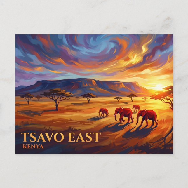 Postal Parque Nacional de Tsavo Este Kenia (Anverso)