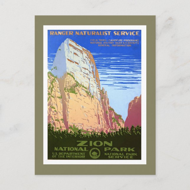 Postal Parque nacional de Zion (Anverso)