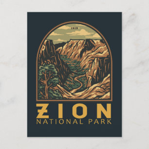 Postal Parque nacional de Zion Retro Emblem