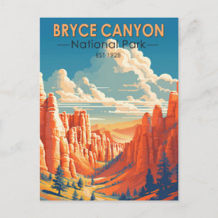 Postal Parque nacional del Cañón Bryce Viaje Arte Vintage