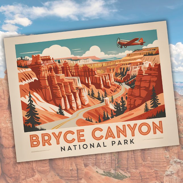 Postal Parque nacional del Cañón de Bryce Viaje Utah (Bryce Canyon National Park Vintage Utah Travel Postcard)