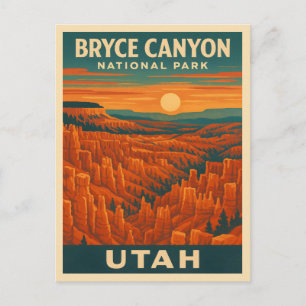 Postal Parque nacional del cañón del Bryce Viaje Retro Vi