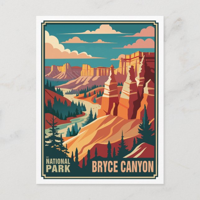 Postal Parque nacional del Cañón Retro Bryce (Anverso)