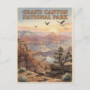 Postal Parque Nacional del Gran Cánion Arizona Acuarela