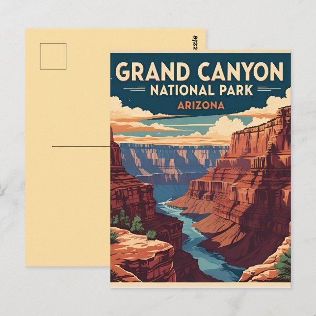 Postal Parque nacional del Gran Cañón, Arizona Retro (Anverso / Reverso)