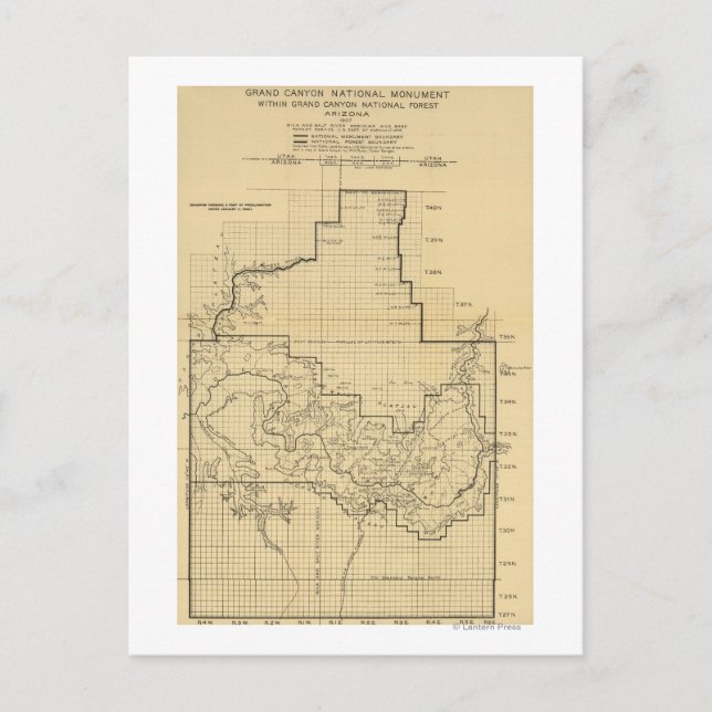 Postal Parque nacional del Gran CañónMapa panorámico (Anverso)
