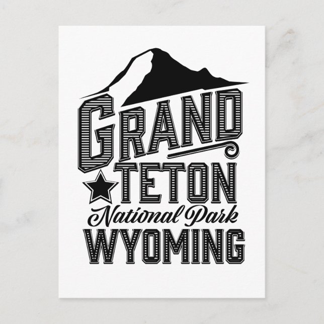 Postal Parque nacional del Gran Tetón, afiche de la época (Anverso)