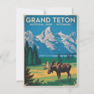 Postal Parque nacional del Gran Tetón Moose Vintage Trave