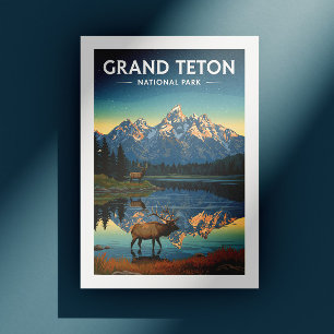 Postal Parque nacional del Gran Tetón Vintage