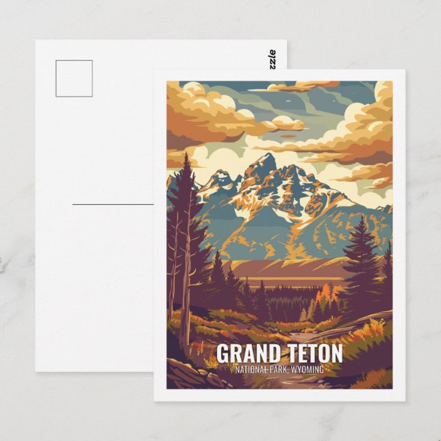 Postal Parque nacional del Gran Tetón Wyoming EE.UU. (Anverso / Reverso)