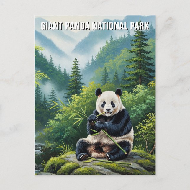 Postal Parque Nacional del Panda Gigante China Viajes (Anverso)