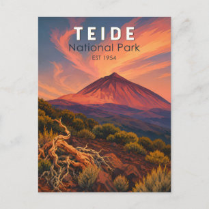 Postal Parque Nacional del Teide España Ilustración Arte