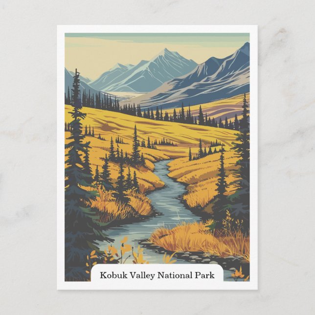Postal Parque nacional del Valle de Kobuk, Alaska, Estado (Anverso)