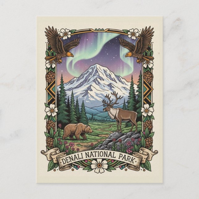 Postal Parque Nacional Denali Alaska (Anverso)