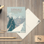 Postal Parque nacional Denali Alaska Monte Hunter Vintage<br><div class="desc">Diseño de arte vectorial denali. El parque tiene terreno de tundra,  bosque de abetos y glaciares,  el parque alberga vida silvestre incluyendo osos pardos,  lobos,  alces,  caribú y ovejas de Dall.</div>