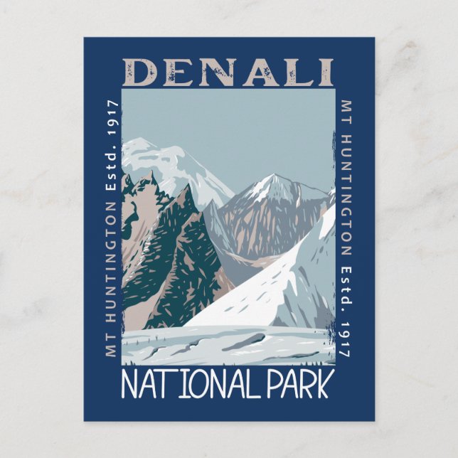 Postal Parque nacional Denali Alaska Mount Huntington Ret (Anverso)