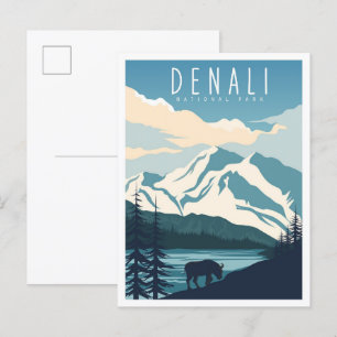 Postal Parque nacional Denali Alaska USA Viajes