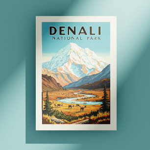 Postal Parque nacional Denali de Vintage